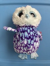 Ty Beanie Boos Oscar the Owl Stuffed Animal Plush Blue Glitter Eyes Retired