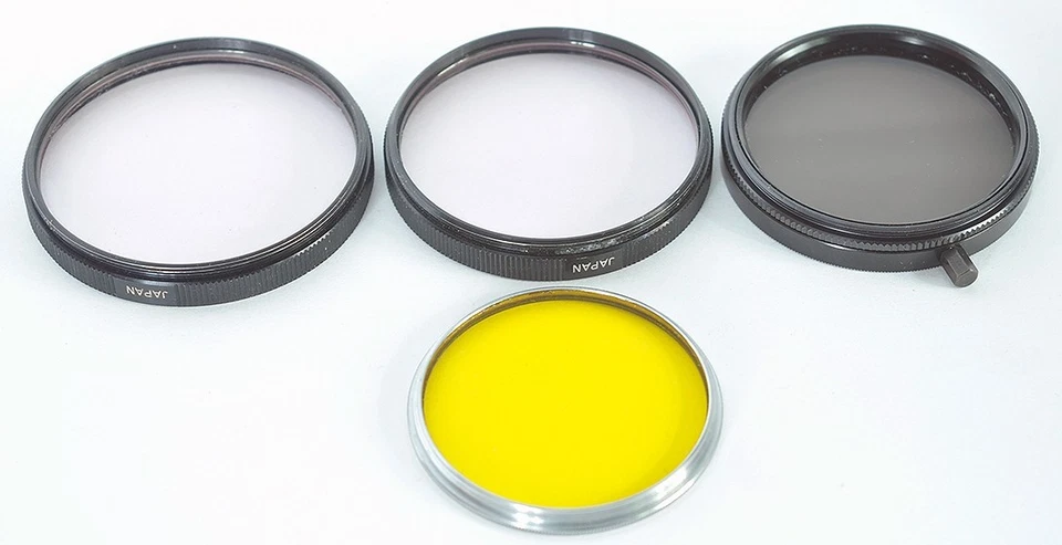 4x Vintage Canon Screw-In Lens Filters 58, 55, 52, 48 Skylight,Yellow,Polarizer - Image 3 of 4