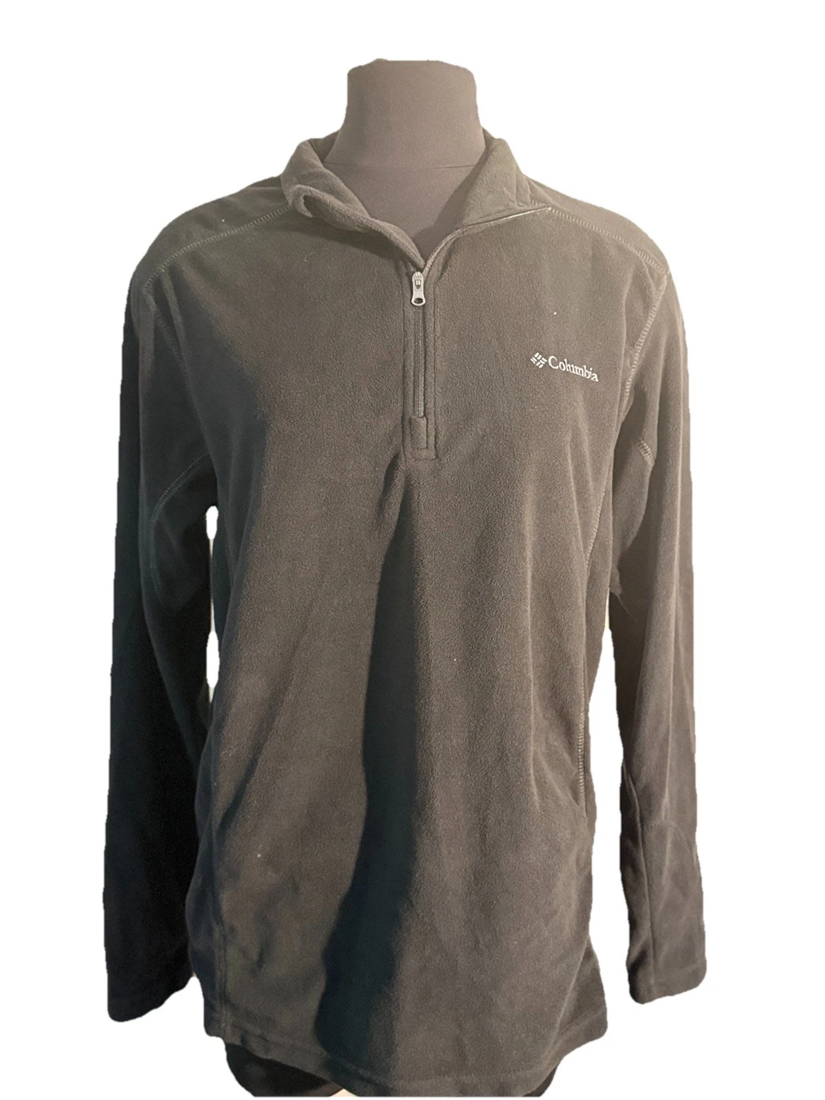 Columbia Mens Medium Black Fleece Pullover 1/4 Zip Jacket Lightweight