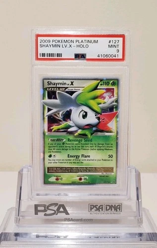 2009 POKEMON PLATINUM #127 SHAYMIN LV.X-HOLO PSA 9
