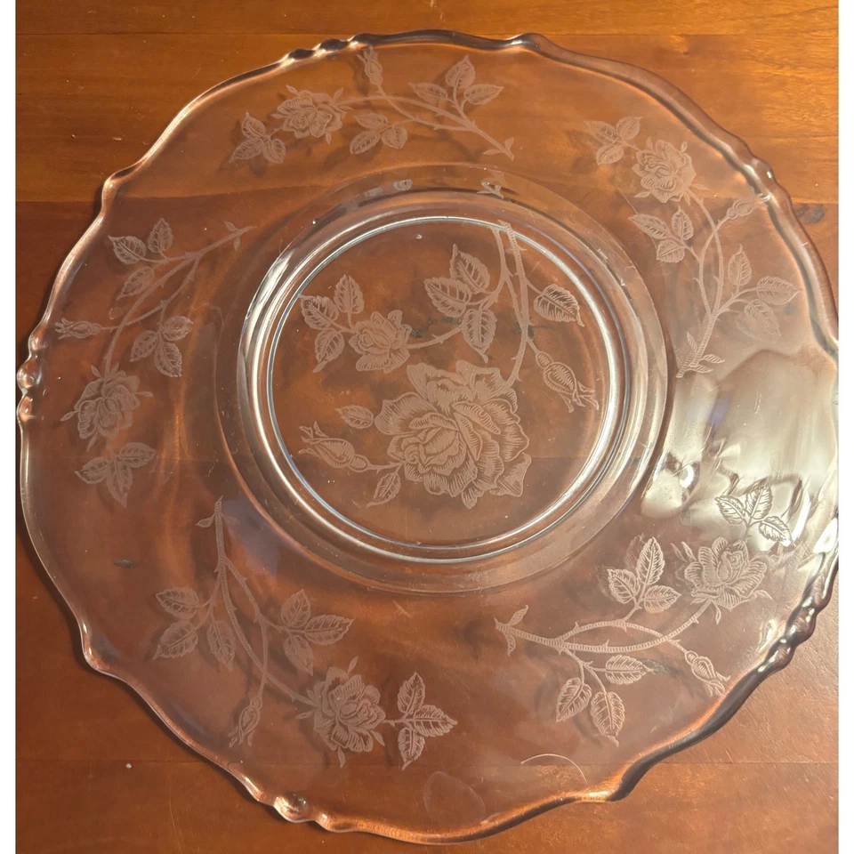 Cuenco y placa base Heisey Rose Glass Mayo Foto 4 de 4