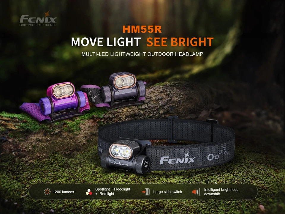 Fenix HM55R 1200 Lumen Lightweight Rechargeable Running Headlamp (Nebula) - Image 2 of 4