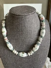 Vintage Japanese Milk Glass Rare Beads Oxidized Necklace Knotted Handpainted