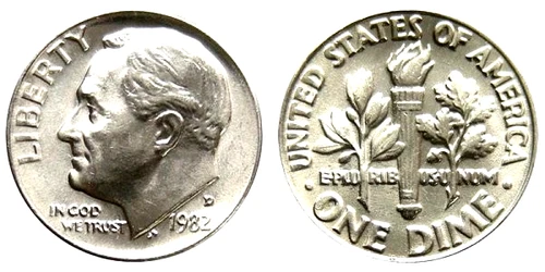 1982 D Silver Roosevelt Dime  Uncirculated