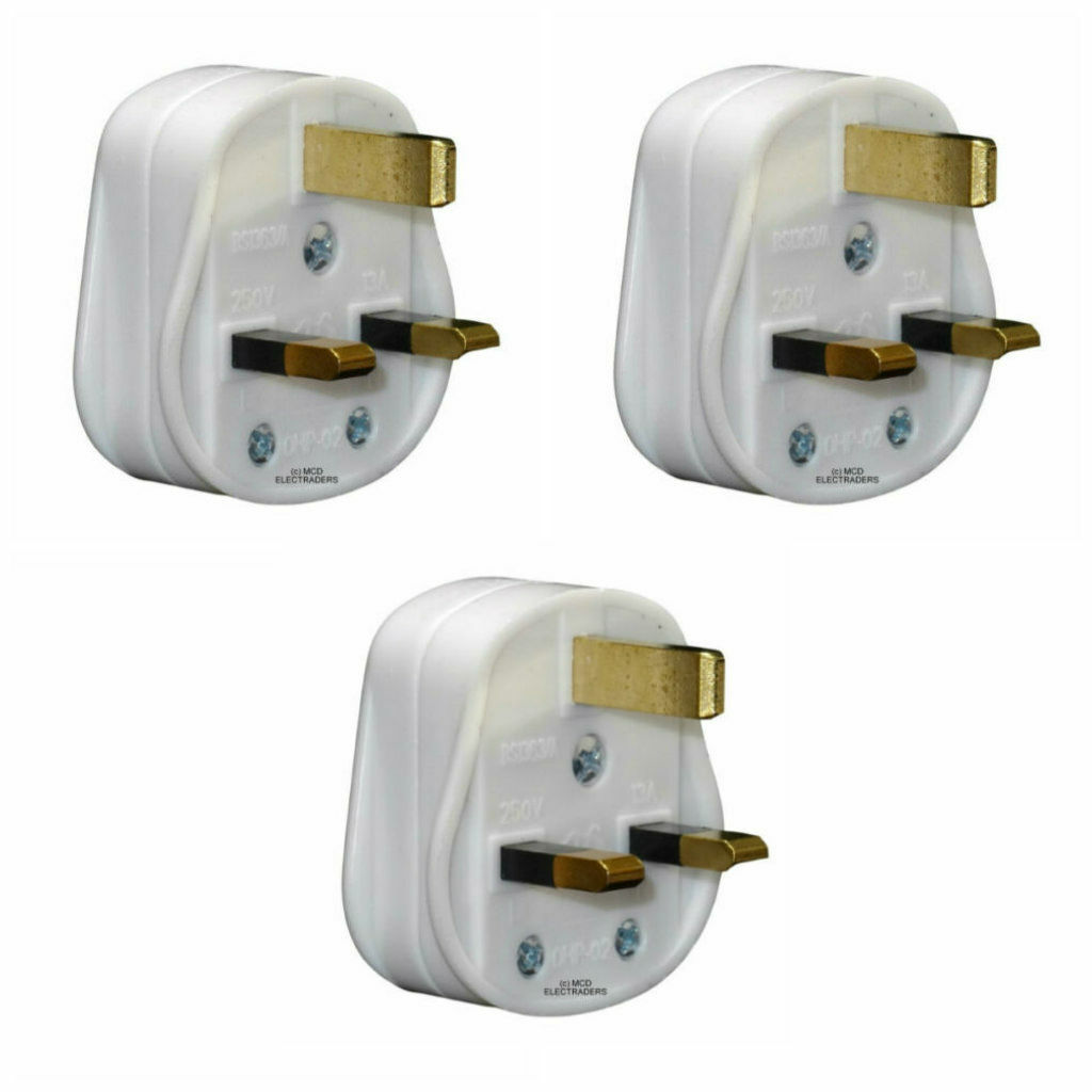 3 x 13 amp Plugs - BS1363 - Kitemarked with 13 amp Fuse