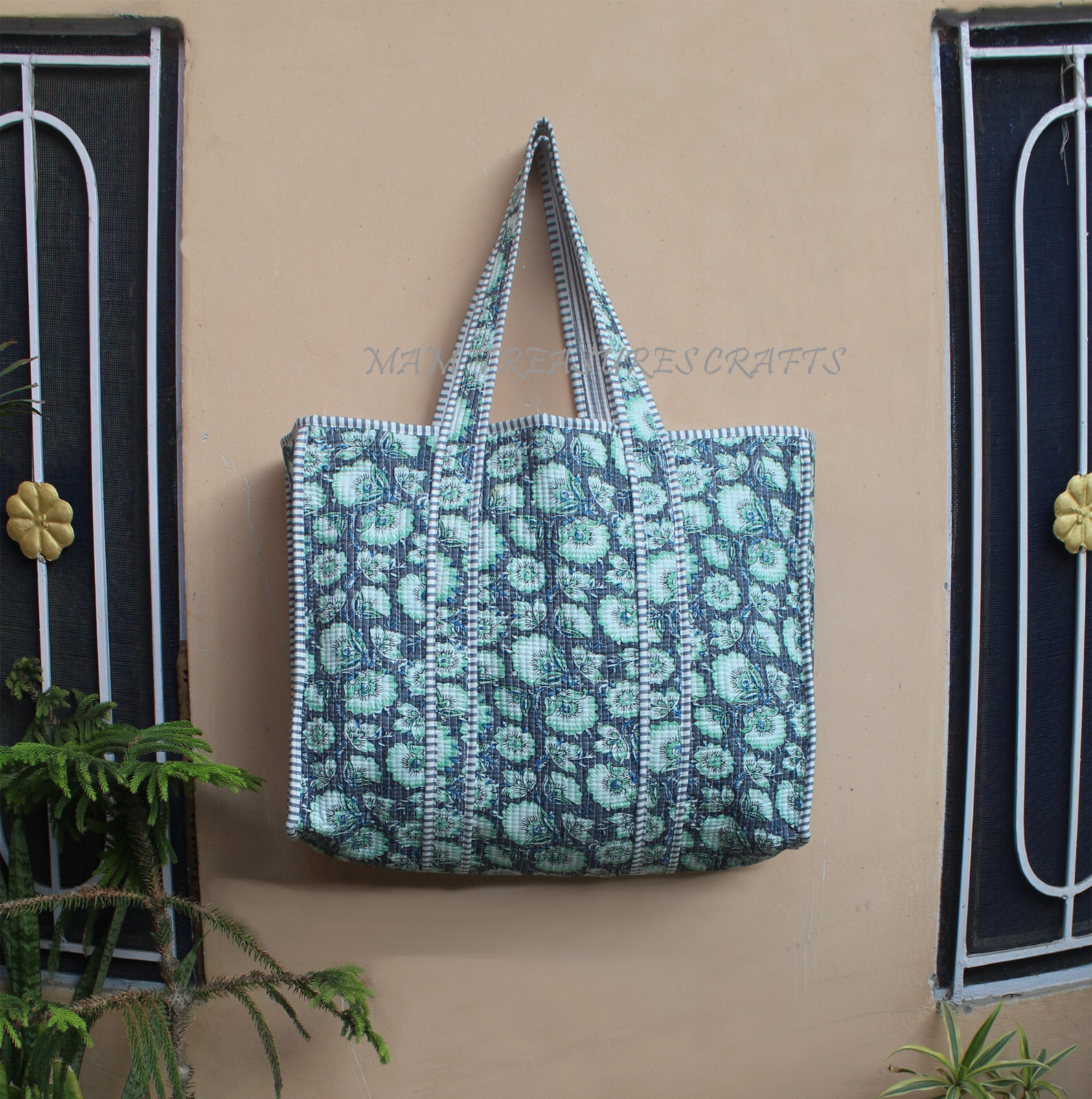 Indian Multicolor Floral Printed Quilted Shoulder Bag Women's Cotton Handbag US