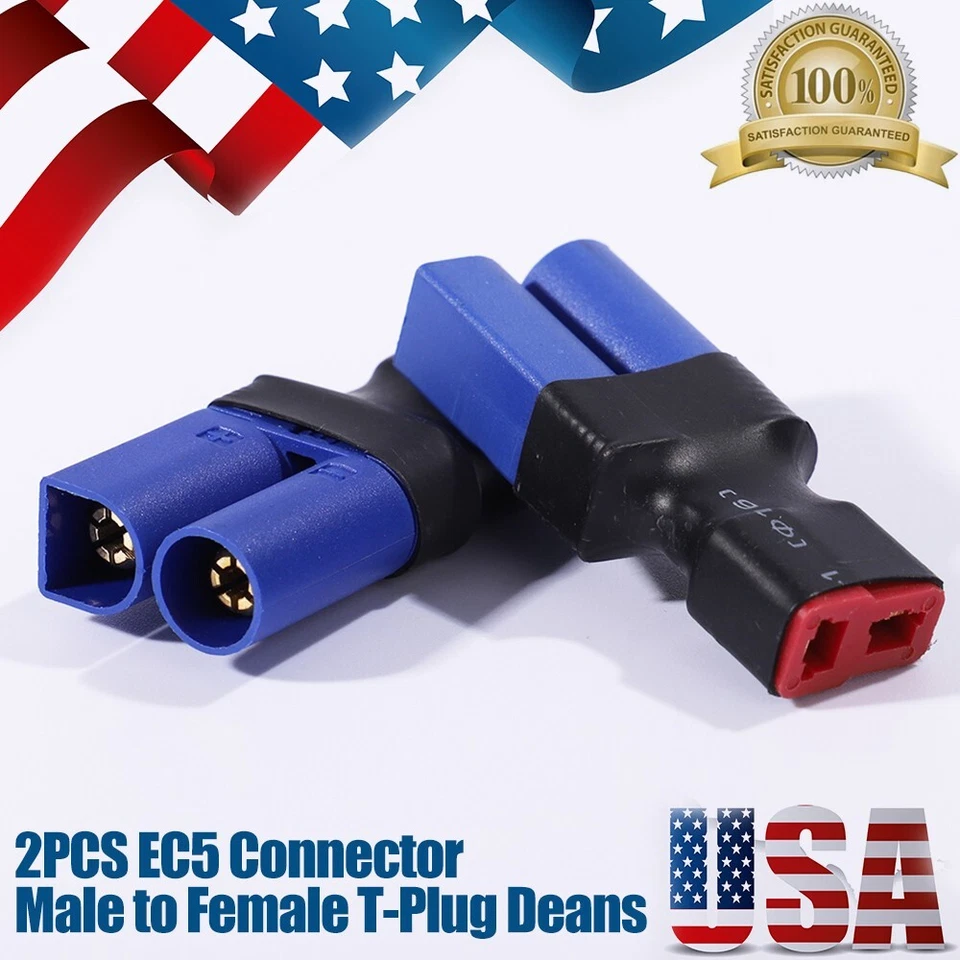 2PC No Wires Connector EC5 Male to Female T-Plug Adapter (Deans Style) - Image 2 of 4
