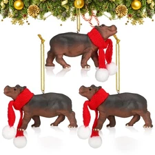 Bucherry 3 Pcs Hippopotamus Tiny Miniature Christmas Ornament Hippo Christmas...