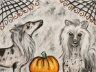 Chinese Crested Halloween Dog Art 2.5" x 3.5" Print Aceo Card by Artist Ksams