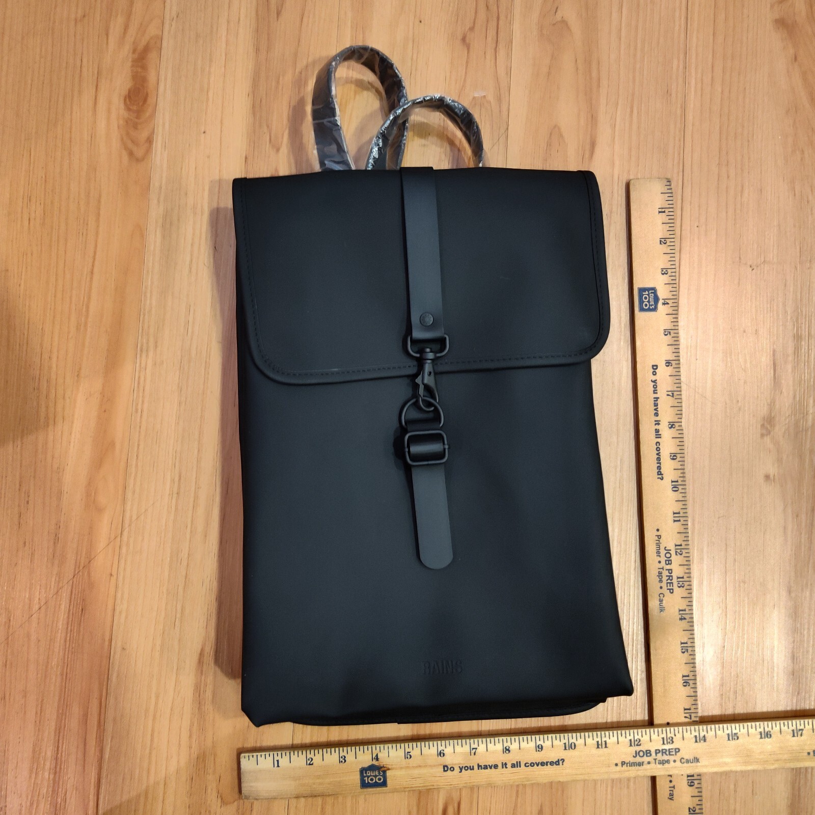 Rains Unisex Waterproof Backpack Black 12x19 Laptop Pocket School New With Tags