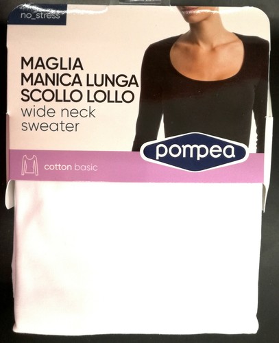 MAGLIA MANICA LUNGA SCOLLO LOLLO - T-SHIRT DONNA - BIANCO - COTONE -\