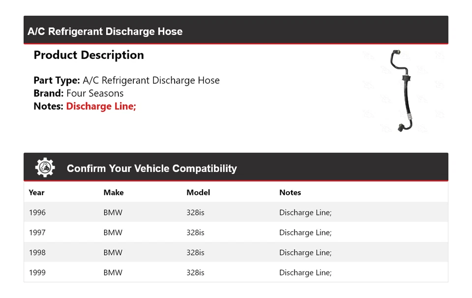 Шланг разгрузочный для хладагента кондиционера 1996-1999 BMW 328is 4 сезона 1997 1998 - Изображение 2 из 4