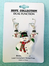 CHRISTMAS Snowman PENDANT/ PIN Dangle EARRING SET ENAMEL Holiday Hope Collection