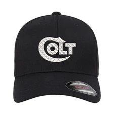 Colt Gun Rifle Logo Embroidered Flexfit Fitted Ball Cap Hat Black Olive Navy