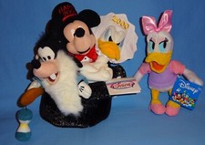 DISNEY PLUSH MICKEY MOUSE-GOOFY-DONALD DUCK/DAISY DUCK-2000 BEAN BAG SET-LOT-5