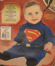 Toddler Boys Superman Outfit Man Of Steel Halloween Costume Size 1-2 Years