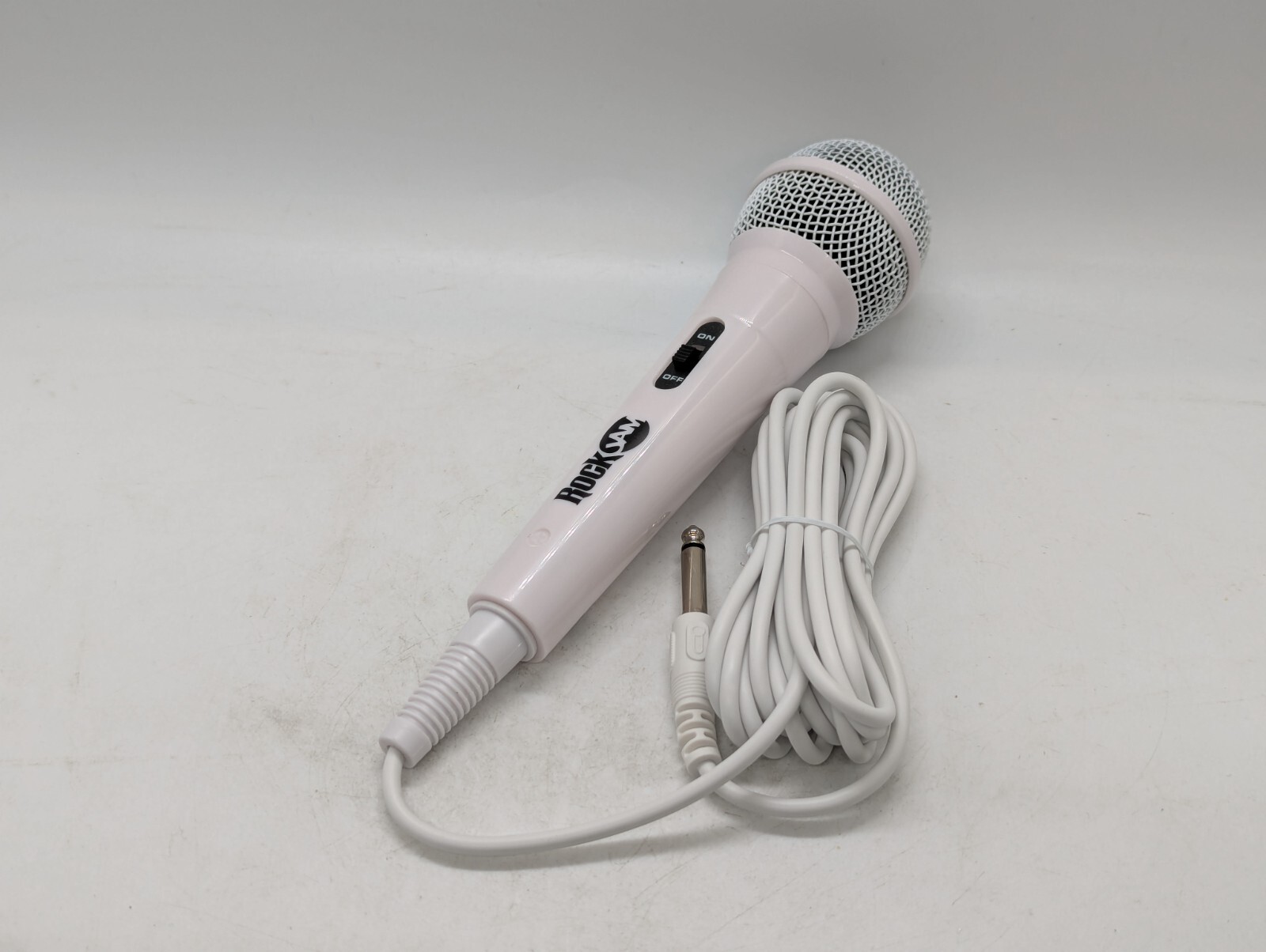 RockJam Karaoke Microphone 1/4"" wired unidirectional dynamic mic 3m cord white