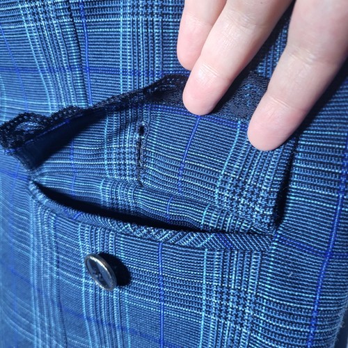Blazer donna Sag Harbor a quadri con orlo in pizzo blu taglia 10 carriera ufficio attività - Foto 6 di 10