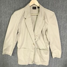 Liz Jacket Womens 4 Beige Blazer One Button Pockets Notch Khaki FLAW