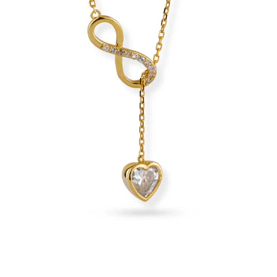 KUVARS | Halskette "Infinity Love" 925 Silber Herz Kette mit Unendlichkeit Gold - Bild 2 von 4