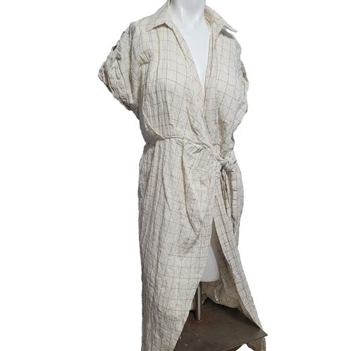 Zara Medium Dress Wrap Open tie belt semi-sheer adjustable sleeve cotton