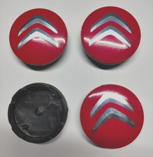 4x Citroen 56mm / 52mm Alloy Wheel Hub Centre Cap Centre Caps Badge Red / Silver