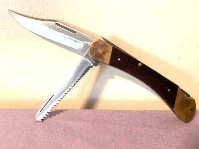 Vintage Puma 971 Game Warden Dual Blade Wood Handle Folding Pocket