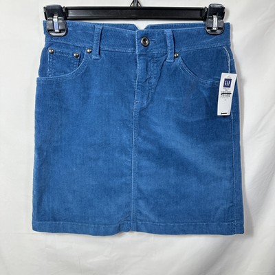 Gap Jeans Stretch Teal Corduroy Skirt Size 1 NWT New Retro Throwback Style NOS