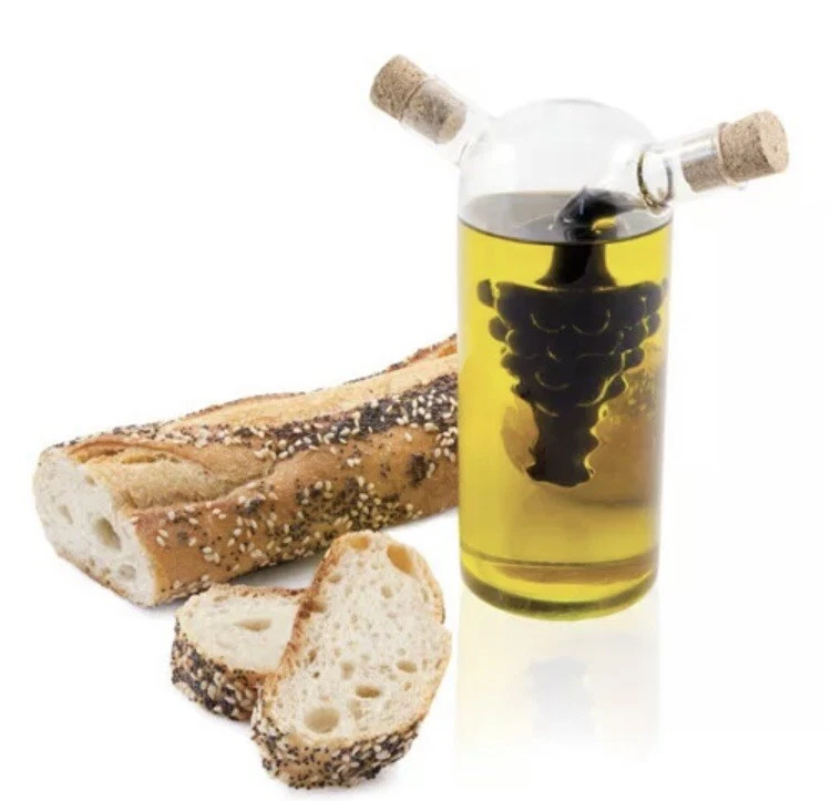 Twine Rustic Farmhouse Oil & Vinegar Grapevine Cruet Hand-Blown Glass Box