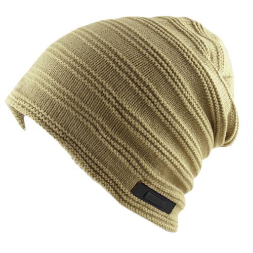 FSH .Cable Ribbed Knit Faux Fleece Fur Warm Inner Lined Slouch Beanie Ski Cap - Picture 5 of 8