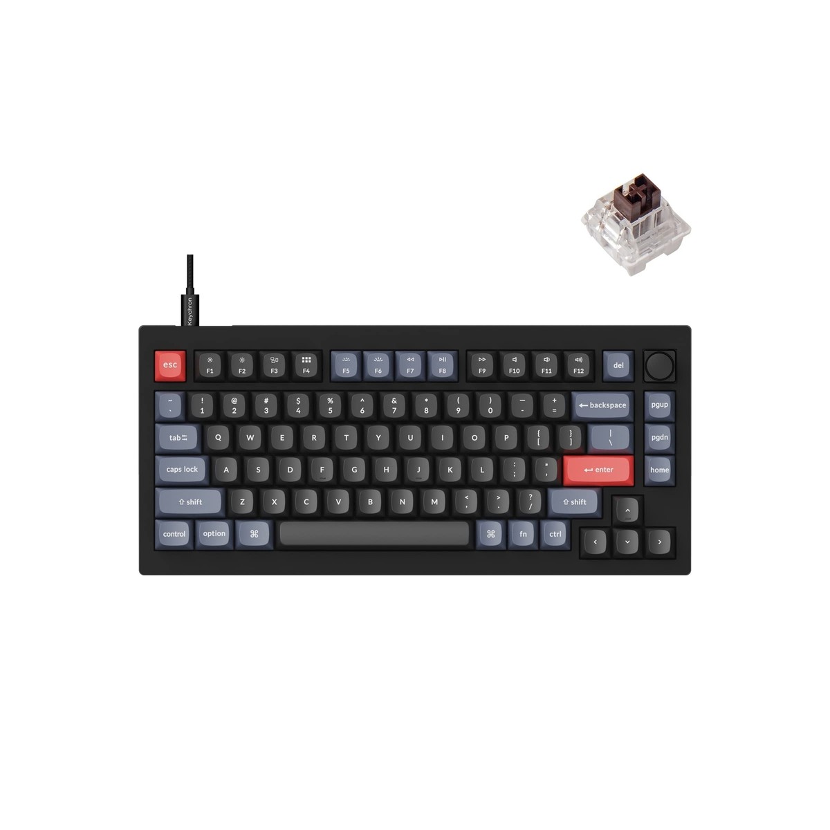 Keychron V1 Wired Custom Mechanical Keyboard Knob Version, 75
