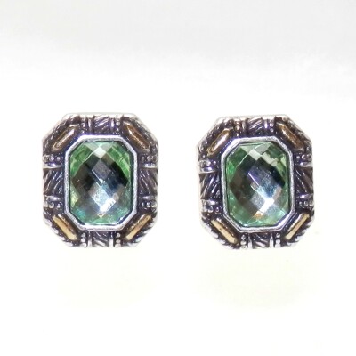 Brighton Lime Dagmar Gems Faceted Earrings Light Green Two Tone Post