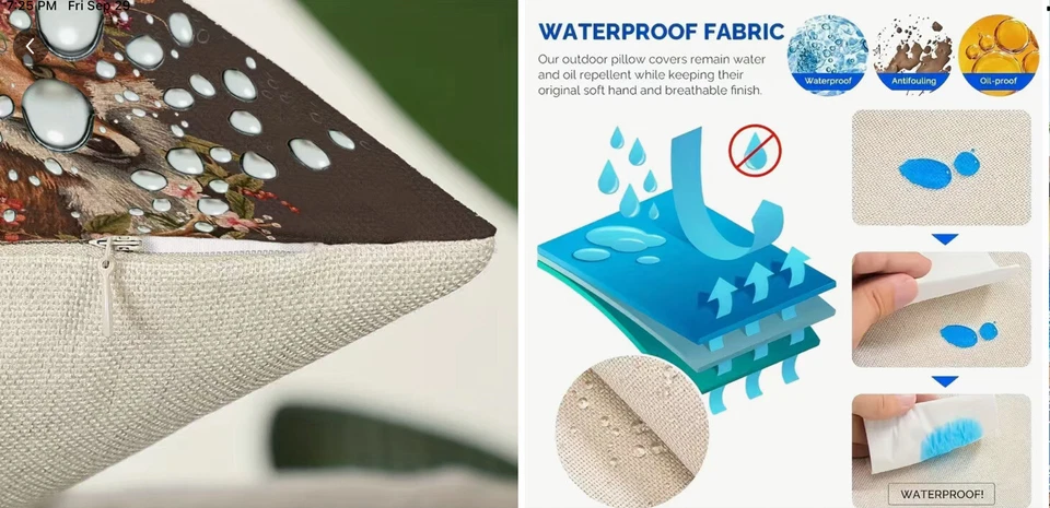 FUNDA ALMOHADA CIERVO CON FLORES DECORATIVA INTERIOR/EXTERIOR 18 X 18 NUEVA Foto 3 de 4