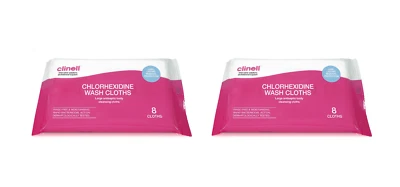 Clinell Chlorhexidine Wash Cloths Antimicrobial Large Cleansing Body Wipes x 16