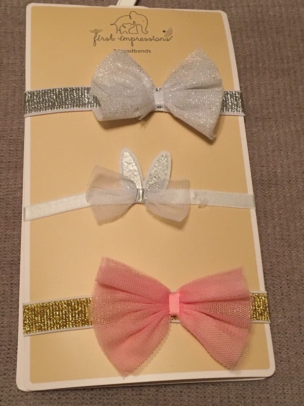 first impressions headbands baby girl easter silver white pink gold new with tag