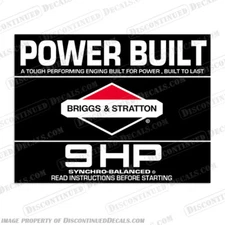 Fits Briggs & Stratton 9HP Power Built Decal