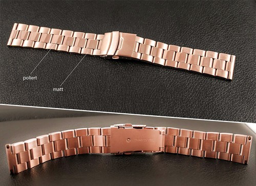 Massive Stainless Steel Watch Bracelet In Rose Gold Plated IP-Rose Gold - Picture 3 of 3