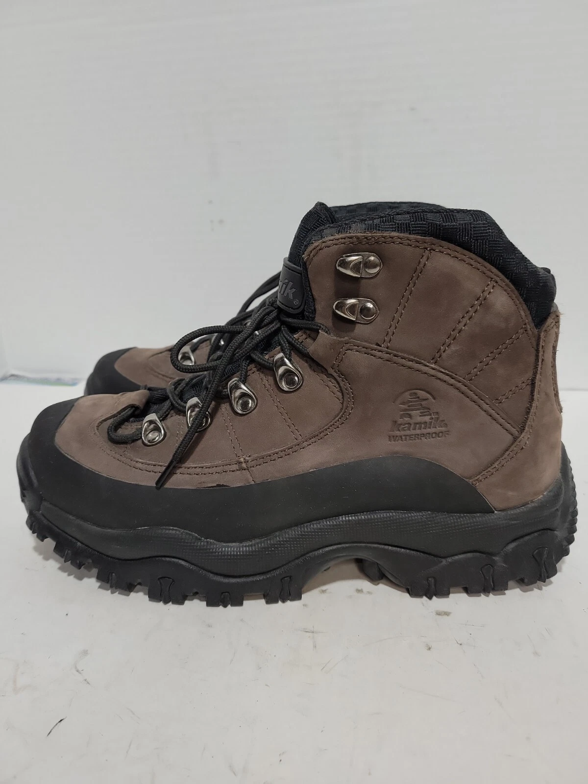 KAMIK DRIFTWOOD THINSULATE BROWN LEATHER WATERPROOF HIKING ANKLE MENS 9 BOOTS