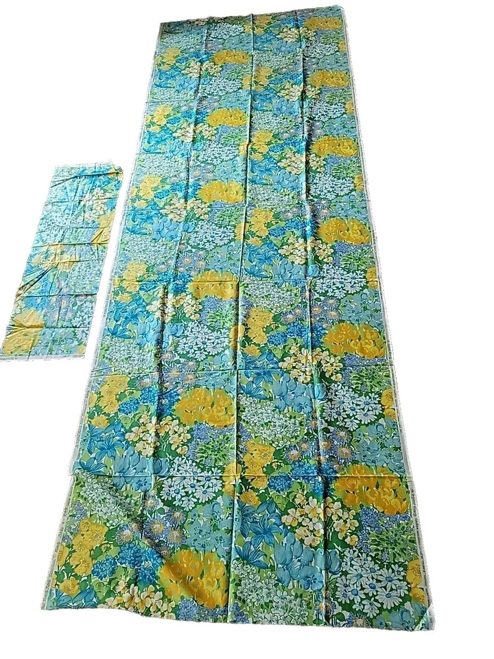 Tela clementina Waverly Flower Power Glosheen de colección 3,5 yardas floral azul algodón Foto 2 de 4