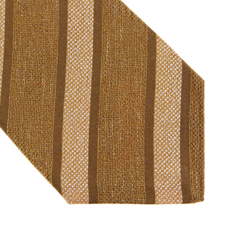 Corbata Kiton nueva sin etiquetas seda/lino/lana siete pliegues en rayas amarillentas verde/blanco melange Foto 2 de 4