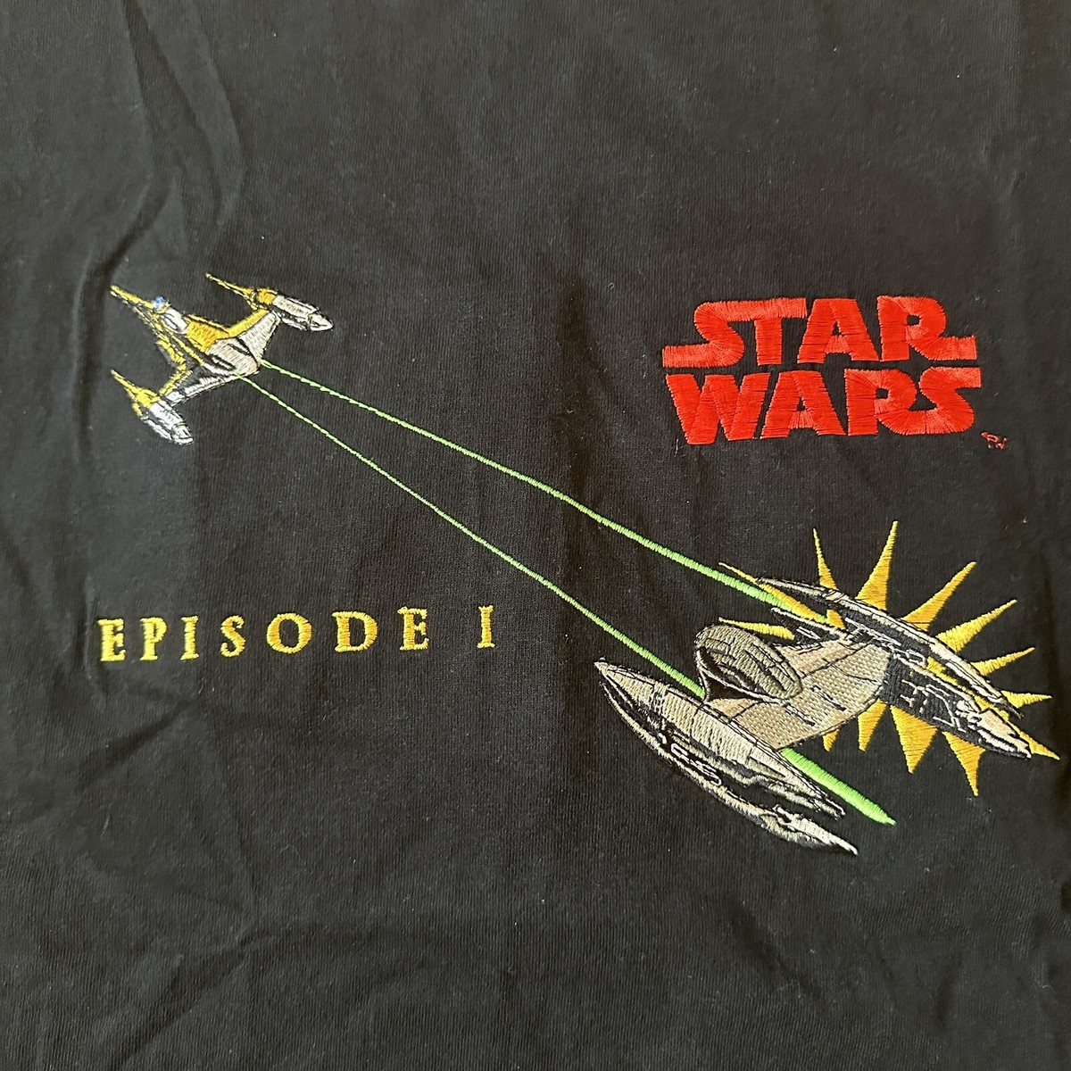 Vintage Star Wars Episode One I Lee Sport Black L T-Shirt