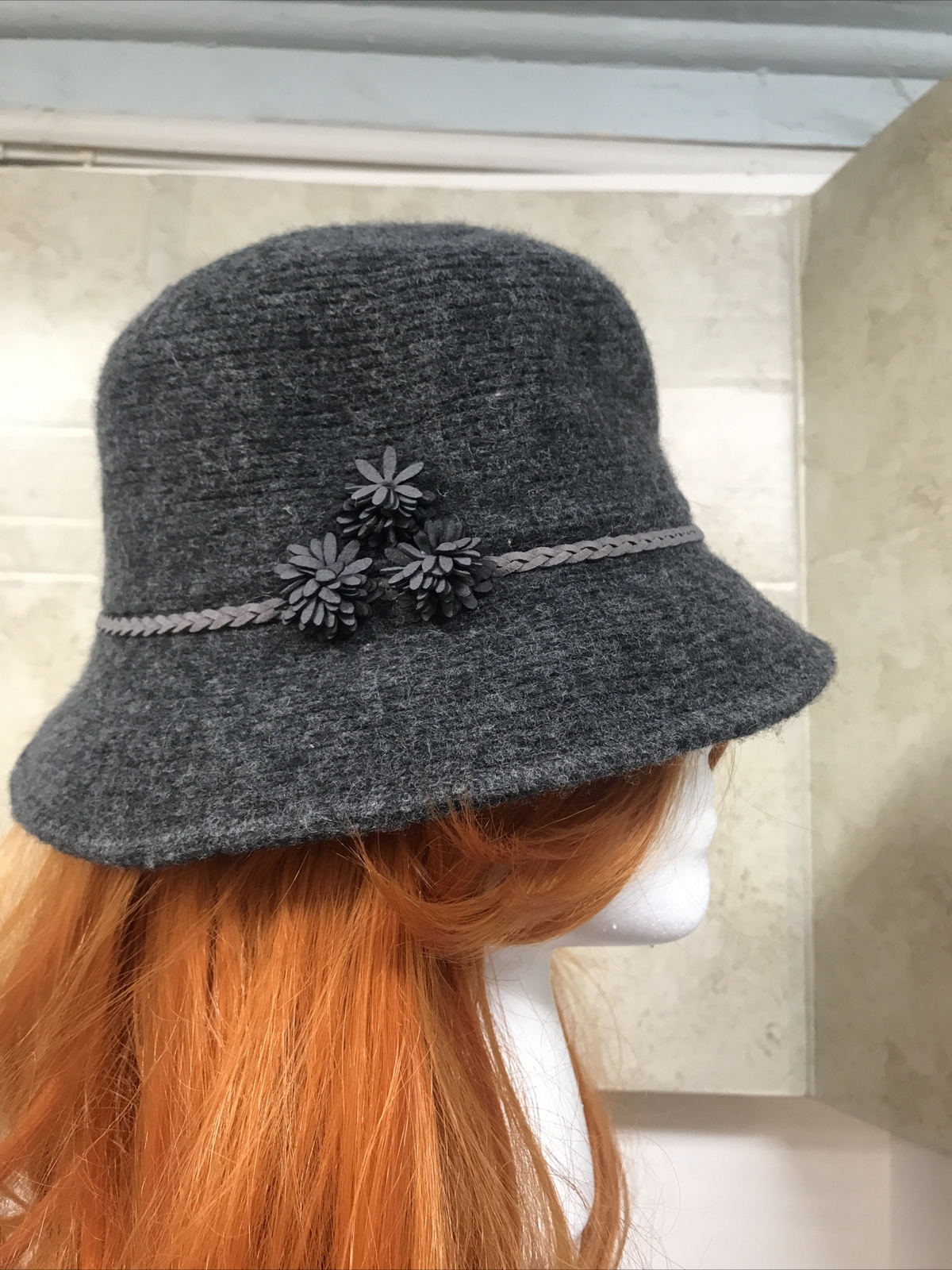 Adora Gray 100% Wool Hat Fedora - image 1