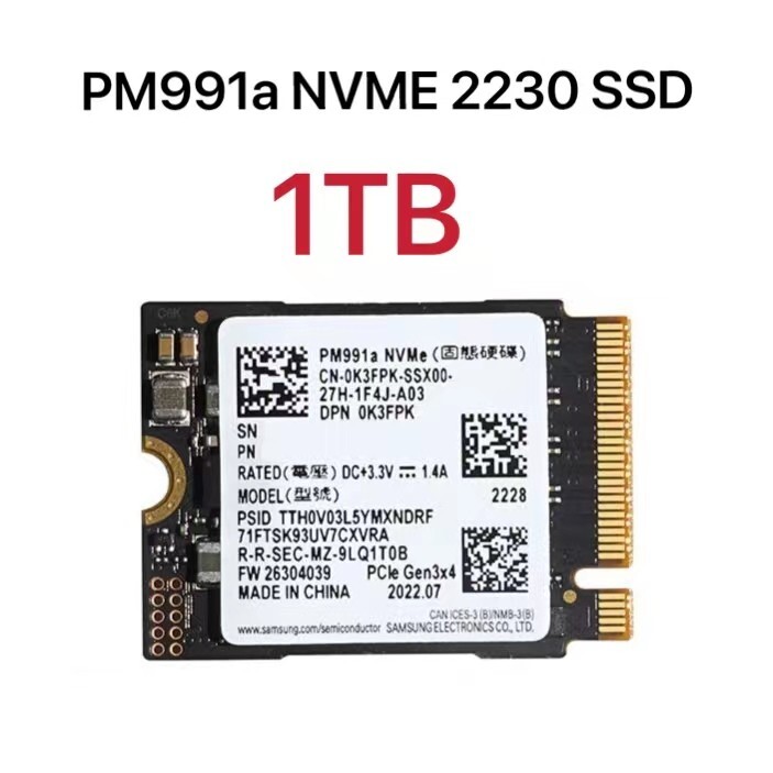 Samsung PM991a 1TB M.2 2230 NVME SSD For Surface pro x 7+ 8 Laptop 