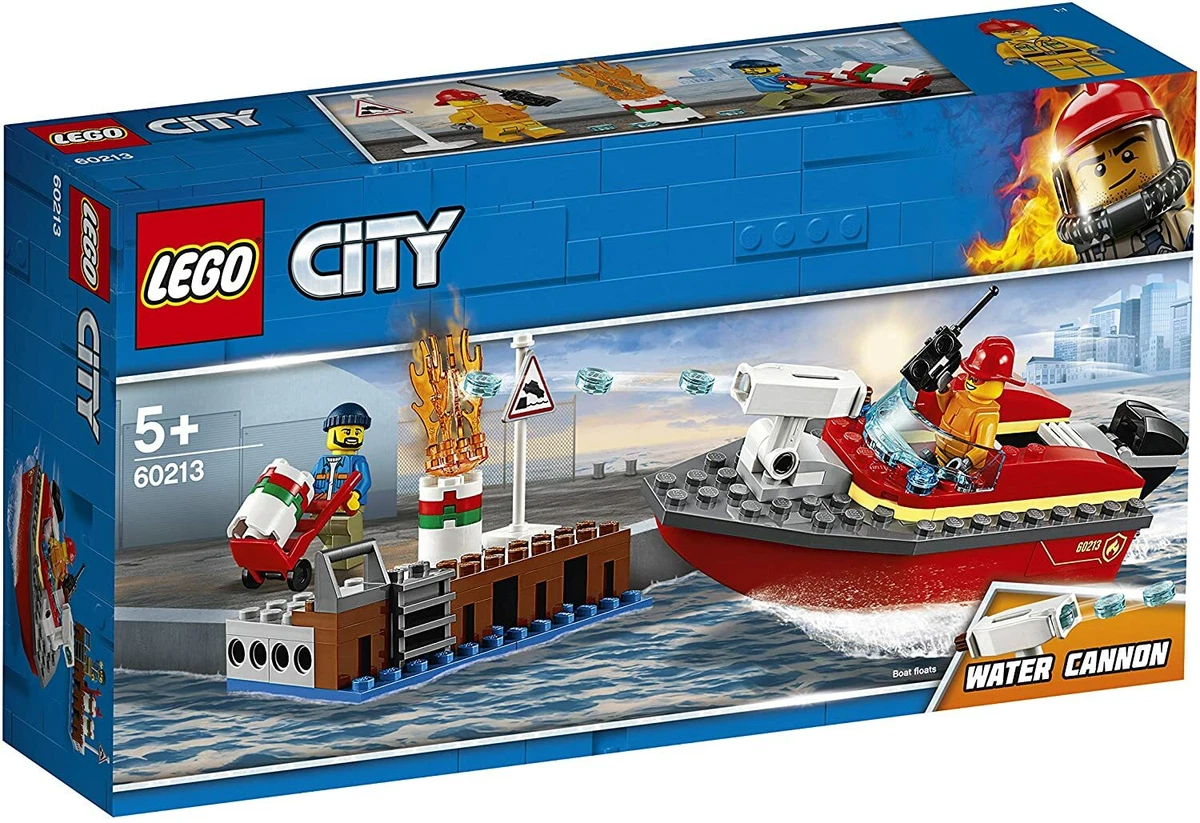 Lego City Town 60213 DOCK SIDE FIRE Boat Fireman Water Cannon NEW SEALED