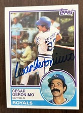 CESAR GERONIMO Signed 1983 Topps Baseball Card #194 Reds Kansas City Royals AUTO