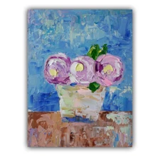 Roses Painting, Original Art, Flowers Rose Art, Original art, Impasto Artwork