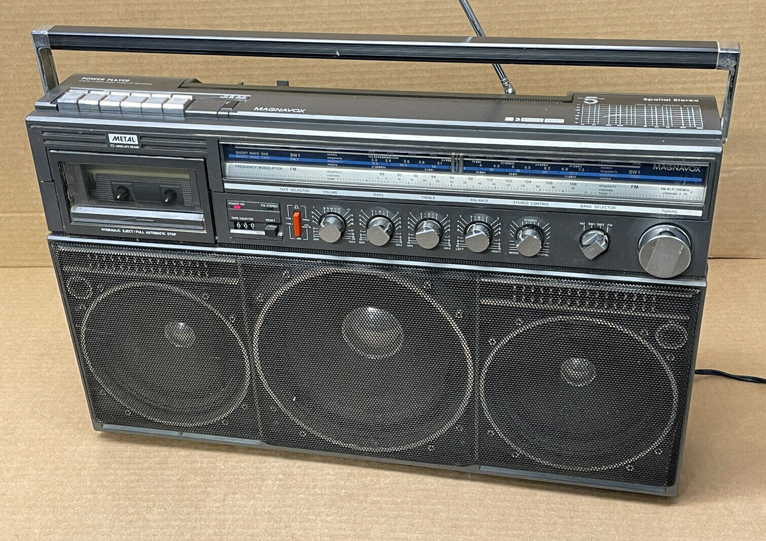 Vintage Magnavox Ghetto Blaster D8443 Power Player Stereo Metal