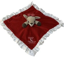 Clarice Rudolph Baby's 1st Christmas Security Blanket Lovey Plush Red White Bow