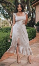 Show me Your Mumu Claire Midi Dress, Show Me The Ring Luxe Satin-Size Large NWT