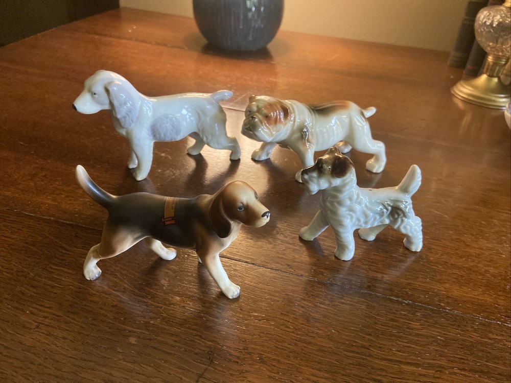 VINTAGE Estate Find  BONE CHINA  JAPAN  FIGURINE LOT DOGS Different Sizes